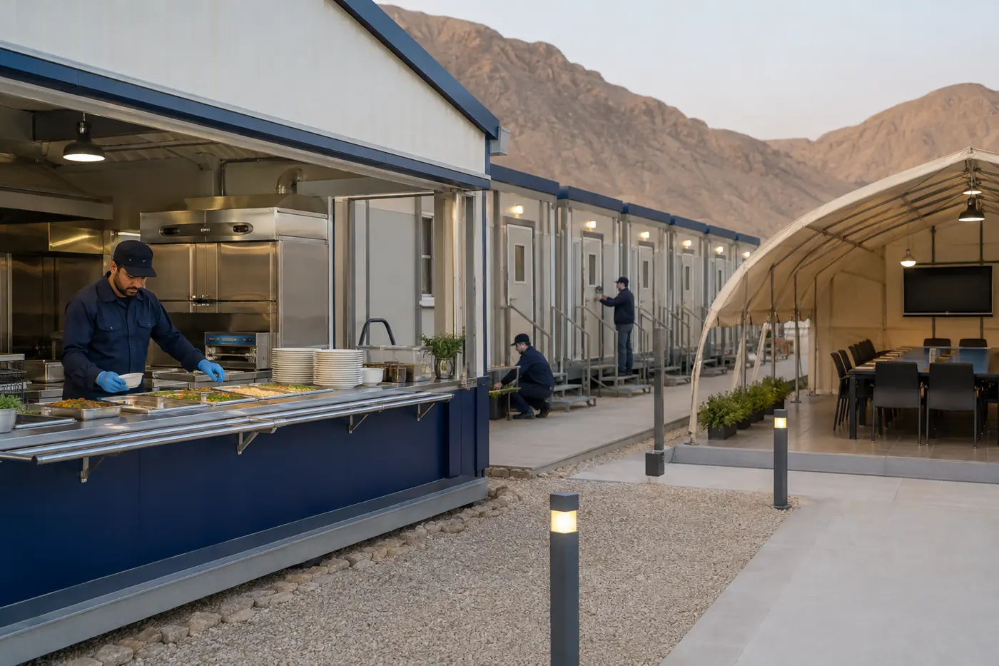 Field accommodation, kitchen and briefing support